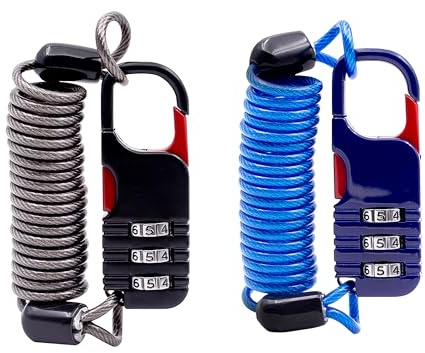 UP Security Cadenas à câble fin à combinaison, petit antivol vélo avec câble rétractable et cadenas à code, pour bagages de voyage, valises, sacs à dos, sacs, vélo, trottinette, casque de moto antivol