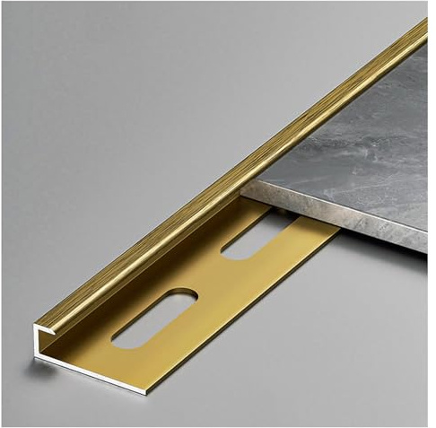 3 Pcs × 100cm/3.2ft Threshold Strip, Doorway Edge Trim, Floor Cover for Wood, Tile, Vinyl, Laminate Floor Seam Transition Strip(Brass,8.0mm(0.31in))