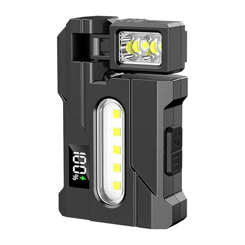 Rechargeable EDC Flashlight,1200 Lumens Dual Light Sources Mini Flashlight,Magnetic Keychain Flashlights,Super Bright Torch COB Keychain Torch,for Outdoor Enthusiasts, Emergency Responders (1pcs)