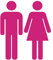 WANDKINGS WC Türaufkleber - Mann & Frau Figuren - 17 x 20 cm - Pink - Wähle aus 5 Größen & 35 Farben