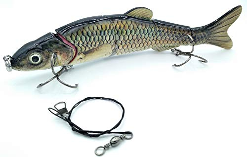 SIMSA-Expert Schuppen Wobbler | Swimbait Kunstköder (16,5cm, 38g) | + Stahlvorfach (30cm) Set für Hecht Barsch Zander