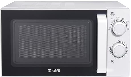 Haden Stainless Steel Interior Microwave Oven - 20l White Microwave, 700W with 6 Power Levels, 30min Timer, Defrost Function and 24.5cm Turntable Glass - Easy To Clean Microwave