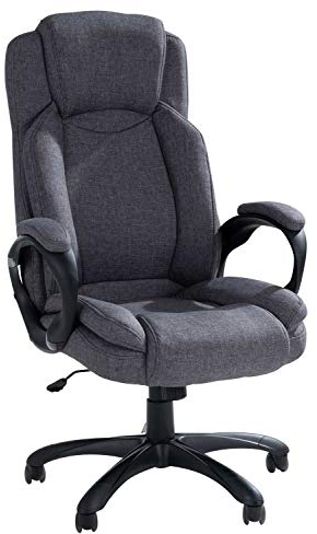 Home4You Chefsessel - Webstoff - Grau - Schwarz - Höhenverstellbar - Bürostuhl Drehstuhl Schreibtischstuhl