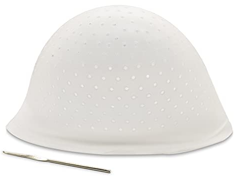 Strähnchen Farbe Silikon Highlight Kappe, Strähnchenhaube Haare Färben Hervorhebung Silikon Strähnchen Set Stränchen Haube mit Nadel für Frauen und Mädchen