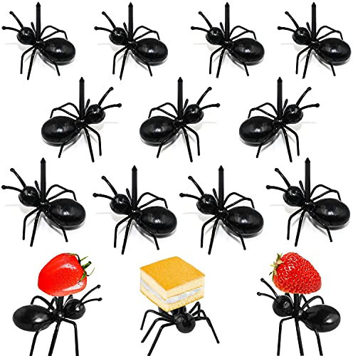QIQN Obstgabeln Kinder Mini Ameisenfutter Picks Wiederverwendbare Kreative Food Fork (48 Stück) für Obst Snack Kuchen Dessert Gabel Gebäck Hochzeit Geburtstagsfeier