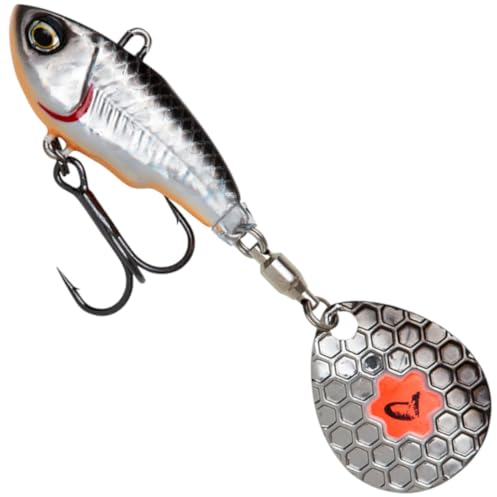 Savage Gear Fat Tail Spin sinkend - Jig Spinner, Größe/Gewicht/Farbe:6.5cm / 16g / Dirty Silver