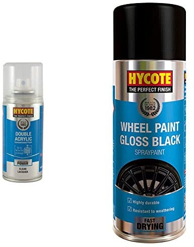 Hycote Clear Lacquer 150ml & Gloss Black Wheel Paint, 400ml