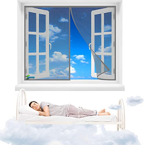 Moustiquaire Fenêtre Fenetre AimantéE 120 x 120 cm Facile à Installer sans Percer Store Moustiquaire Anti Insecte Mouche Moustique pour Porte d Entrée Intérieur/Patio【Gris】