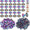 PECMER 70 Sets Rainbow Double Cap Rivets for Leather Crafting-Copper Tubular Fasteners for Crafts Leather Rivet Kit -Round Rapid Rivet for Fabric Purse Shoes Belts Repair