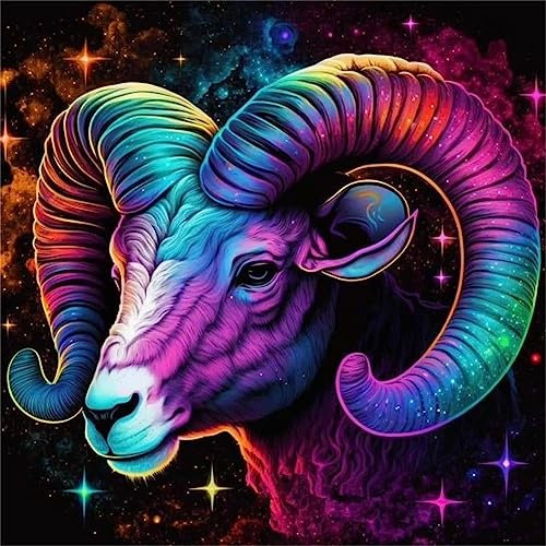 Demiawaking 5D DIY Full Drill Diamond Painting Konstellation Bilder, Diamant Painting 12 Sternbilder Kit Sternzeichen Deko, Mahlen nach Zahlen Diamant Malerei 30x30cm (Steinbock)