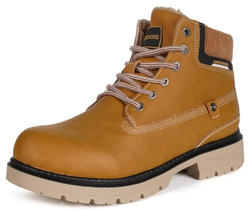 Stivali Uomo Donna Scarpe da Inverno Caldi Stivali da Neve Impermeabili,Giallo Scuro,41EU