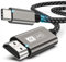 Cable USB C vers HDMI 2M, Câble Type C vers HDMI 4K, Thunderbolt 4/3 vers HDM I Compatible pour MacBook Pro 2023/Air 2022, iMac, iPad Pro/Air, Galaxy S23/S22/S21, Note 20, Surface Pro, Chromebook