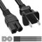 2 Prong AC Power Cord 15 FT, Polarized Cable for Vizio D-E-M-Series HDTV, LED LCD TV, 7A, IEC-60320 IEC320 C7 to NEMA 1-15P, 2 Slot Adapter Universal Replacement Supply Wall Cable with 25 Ties