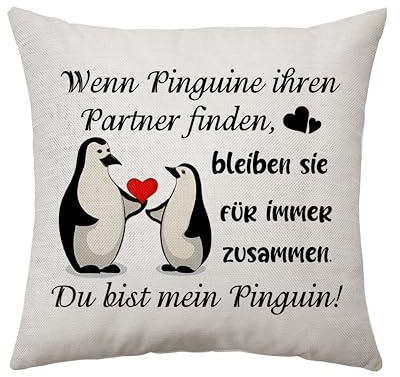 Aconesong Pinguin Geschenk für Sie und Ihn - Kissenbezug für Paare, Valentinstag, Jubiläum - Geist Tier Andenken für Frauen und Männer
