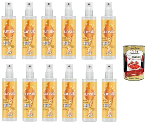 Italian Gourmet Olio Spray capelli Morbidi e Luminosi Haaröl 12 x 200ml | Formula leave-in per piega setosa, verleiht Glanz, Pflegegefühl und leichte, Gesamtnettogewicht 2,4 L + Kostenlos Polpa 400g