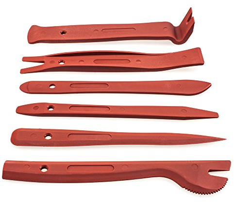 maxxcount 6-teiliges Montagehebel-Set Auto-Tuning Car HiFi (rot) Robustes Montage Werkzeug