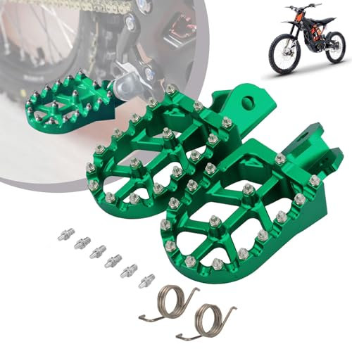Repose-Pieds Moto,Repose Pieds Larges de Moto,Cale Pied Moto en Alliage d'aluminium CNC avec Ressorts pour sur Ron Light Bee CRF150F CRF230F 2003-2019-Vert