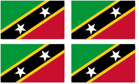 Aufkleber: 150x90 mm, 4 Stück - Flagge - St. Kitts und Nevis - KN - für Auto, Koffer, Laptop und mehr