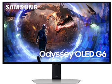 Samsung Odyssey Gaming OLED G6 LS27DG602SUXXU 27 QHD Gaming Monitor - 0.03ms, 360Hz, HDR10+, Height Adjust, HDMI 2.1, Displayport, USB 3.0, 1440p, 2560x1440 (Renewed)
