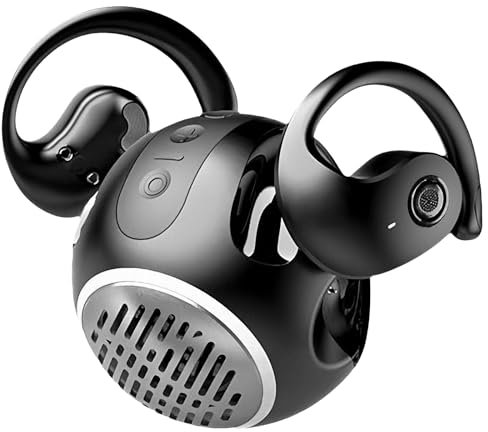 OneNine 2 in 1 Bluetooth Speaker Headphones, Open Ear, Wireless Bluetooth Sport Headphones, ACS Panoramic Sound, 40 Hours Playtime, Touch Control, Black