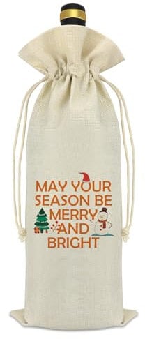 Wine Gift Bags for Christmas Reusable Merry Xmas Wine Bottle Covers Christmas Tree Wine Bag Holiday Decoration Christmas Theme Gift for Family Colleague Neighbors Friends New Year Party Favor Supplies