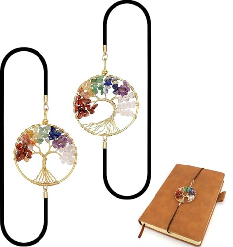 Elastische Lesezeichen 2 Stück Chakra Lebensbaum Lesezeichen Bookmark Geschenk für Buchliebhaber Damen Herren Teenager Kinder Lehrer Lehrerinnen(Stil 3)