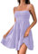 Robe de Plage Femme Bretelles Fines,2025 Robe Femme Ete Fluide Pas Cher Robes Court Baggy Decontractée Dos Nu Plissee sans Manches Légère Basic Violet, XL