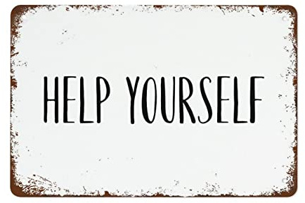 SMAZDFXX Lustiges Wanddekor-Schild im Vintage-Stil, „Help Yourself-Schild, „Help Yourself, Bed and Breakfast-Schild, 20,3 x 30,5 cm, Dekoration für Bar, Café, Zuhause, Geschäft, Hotel, Büro, Zimmer