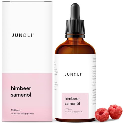 Aceite de Semilla de Frambuesa JUNALI® – 100 % Puro y Prensado en Frío – Aceite Natural para el Cuidado del Rostro, Cabello y Cuerpo – Para Piel Seca y Sensible – Antienvejecimiento – 100 ml