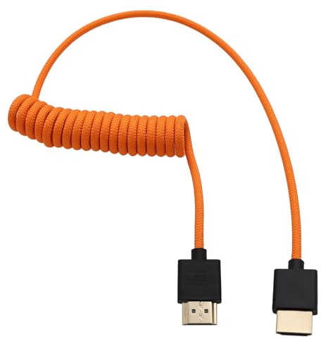 HangTon HDMI Kabel 8K30 4K60 für Ninja V Shinobi Inferno, Canon R5 mk2, Lumix GH5II S1R, Nikon Z9 Z8 Z6III, Sony A7R5 A7SIII FX3, Portkeys FEELWORLD SmallHD, orange geflochten, gewickelt, 50 cm