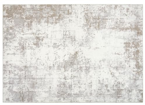 OHS Rugs Living Room 120 x 170cm, Abstract Printed Washable Rugs for Bedroom Soft Non Slip Low Pile Medium Vintage Area Rug for Living Room Hallway Floor Carpet, Natural