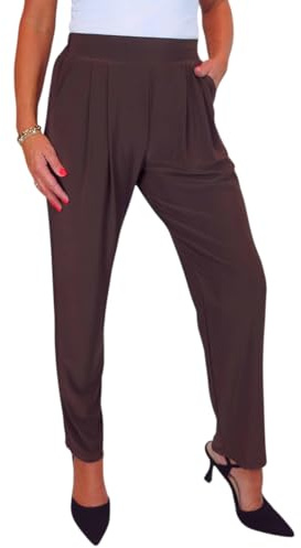 Paulo Due Smart Pull On Trousers for Women High Rise Elasticated Waist | Ladies Tapered Leg Trousers, Stretch On, Lightweight Trouser UK, Smart Office
