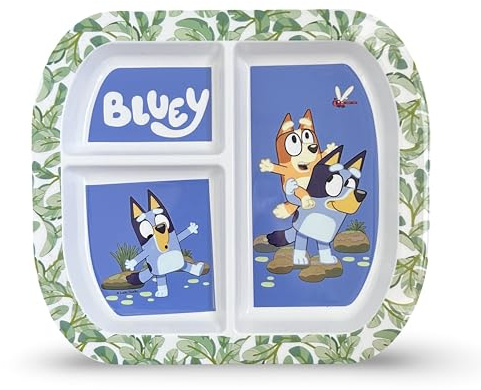 WoW HomeStore Bluey Food Tray, Children's Divided 3 Section Food Tray