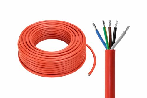 Silikonkabel SiHF-J Meterware - Hitzebeständige Silikonleitung - Saunakabel für Saunaofen und Heizgeräte - flexibel -60 bis +180C - verschiedene Querschnitte (5x2,5 mm², 10 Meter)