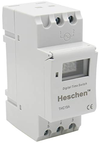 Heschen Digital LCD Power Weekly Interruptor de relé de Temporizador programable THC15A DC 12V 16 Amp SPST 35mm Carril DIN