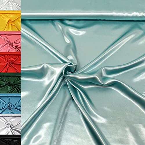 MAGAM-Stoffe 1m Estelle Satin Stoff uni ideal für Kleidung und Deko Meterware (16. Mint)