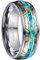 NUNCAD Herrenring mit Grün Opal und Bunt Abalone-Muschel Inlay Damenring Partnerring Paarringe Größe 71.0 (22.6)