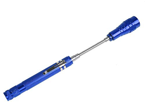 Sorand Flexible Flashlight, Multi-function 3 LED Flash, Mini Magnetic Head Rotatable Torch Flexible Neck Pick up Tool, Extendable Flashlight(Blue)