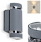 Außenwandleuchte Edevik, Außenleuchte, Dämmerungssensor aus Metall/Kuntstoff in Silberfarben/Klar, Wandlampe Up&Down-Effekt für Hof/Eingangsbereich, 2x GU10, Gartenbeleuchtung IP44, ohne Leuchtmittel
