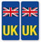 stika.co Set of 2 UK Motorcycle Number Plate Sticker – GB Flag Self-Adhesive Vinyl Badge for Travel in Europe – Waterproof Yellow Brexit Alternative