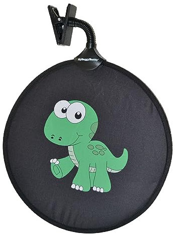 My Buggy Buddy Parasol universal para cochecito de bebé, protección UPF 50+, fácil de plegar, 34 cm de diámetro, diseño de dinosaurio verde