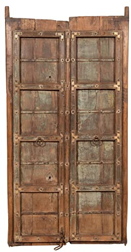 Biscottini Porta portone in Legno massello e Ferro da Interno o da Esterno Vecchia e Antica Medievale L108XPR6XH215 CM