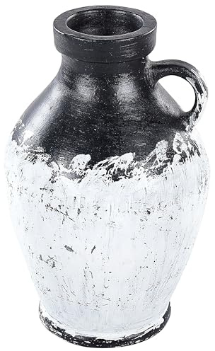 Dekorative Retro-Vase aus Terrakotta handgefertigt schwarz und weiß Massalia