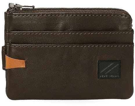 Pepe Jeans Marshal Portefeuilles et Porte-Monnaie en Cuir de Vachette Noir, Marron, Bleu et Gris, Marron, Talla única, Porte-Monnaie Marshal