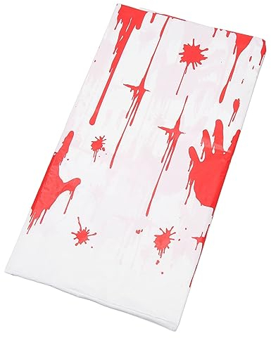 Blutige Handabdruck-Tischdecke, Horror-Party-Blutspritzer-Banner-Tischdecke, Einweg-Kunststoff-Blut-Halloween-Dekoration