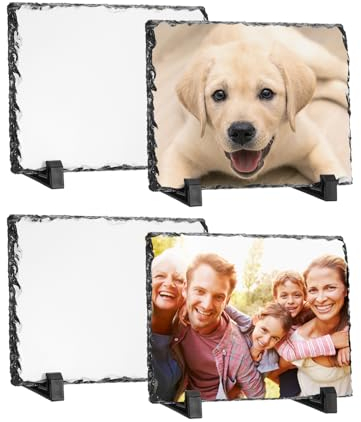 PATIKIL Sublimations-Schieferplatten, 4 Stück rechteckige Schieferplatten für Sublimations-Fotorahmen, Wärmepresse, Gedenken weiß, 7,9 x 6 Zoll