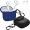 easyBee Custodia compatibile con Huawei FreeBuds SE 2 / FreeBuds SE 3, con 2 moschettoni, 2 cinghie anti-smarrimento, custodia in silicone liquido custodia per cuffie, Nero e Blu