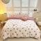 Lanqinglv Bettwäsche 155x220 Mädchen Weiß Rot Kirschemuster Kinder Bettwäsche Wende Design,Kariert ÖKO-TEX Bettwäsche Set - Bettbezug mit Reißverschluss und 1 Kissenbezug 80x80 cm