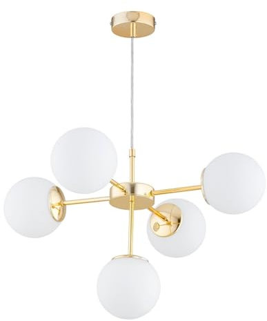 KAR LIGHTING Pendelleuchte 5-flammig Gold Glas klassische Hängelampe E27 LED geeignet Wohnzimmerlampe Esszimmerlampe Schlafzimmerlampe Flurlampe höhenverstellbar zeitlos elegante Innenbeleuchtung