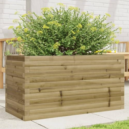qohoio Jardinière 90x40x46 cm Bois de pin imprégné Jardiniere sur Pieds,Bac avec Treillis,Jardiniere Terrasse